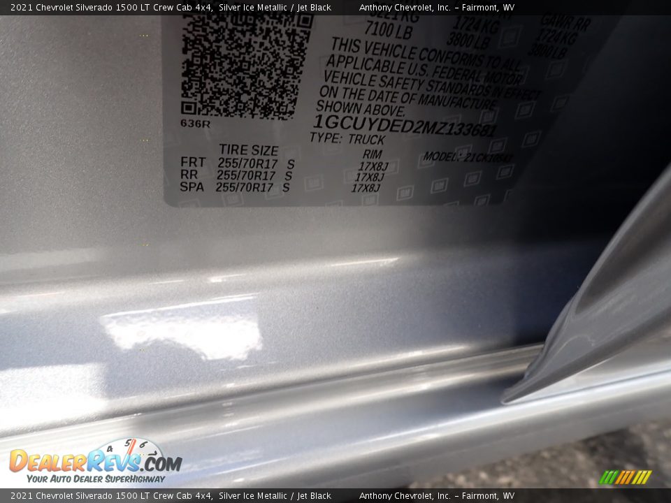 2021 Chevrolet Silverado 1500 LT Crew Cab 4x4 Silver Ice Metallic / Jet Black Photo #14