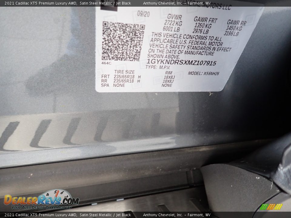 2021 Cadillac XT5 Premium Luxury AWD Satin Steel Metallic / Jet Black Photo #13