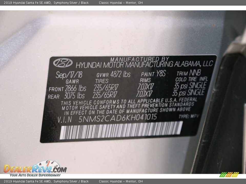 2019 Hyundai Santa Fe SE AWD Symphony Silver / Black Photo #22