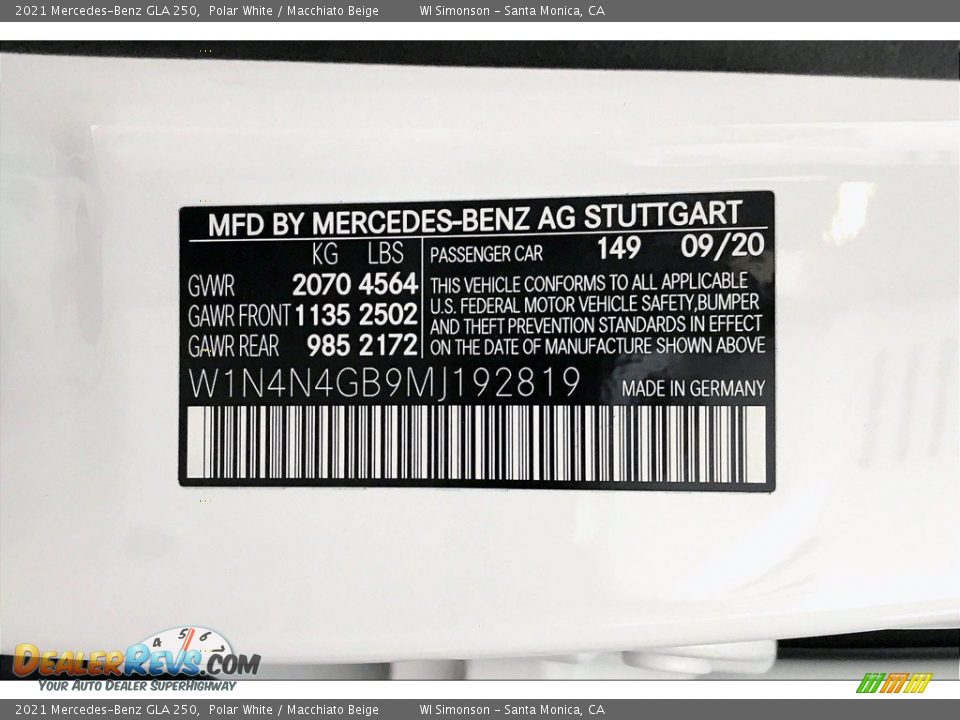 2021 Mercedes-Benz GLA 250 Polar White / Macchiato Beige Photo #11