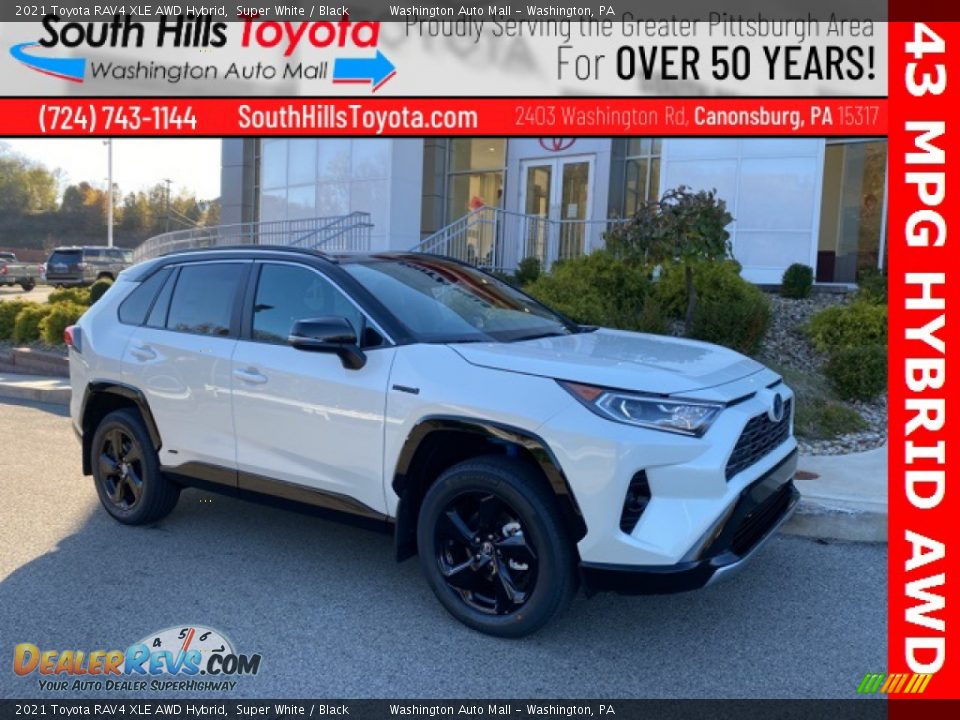 2021 Toyota RAV4 XLE AWD Hybrid Super White / Black Photo #1