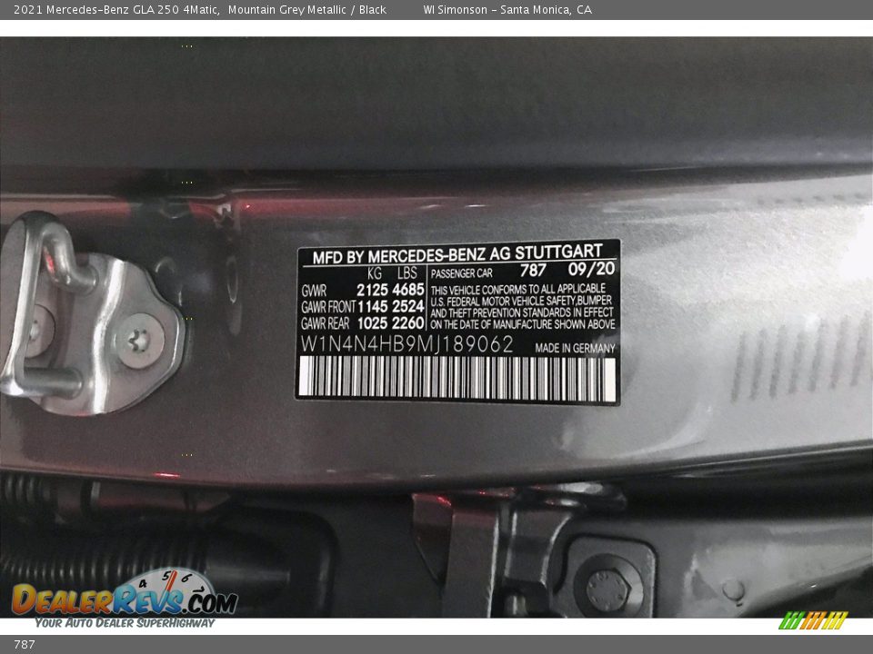 Mercedes-Benz Color Code 787 Mountain Grey Metallic