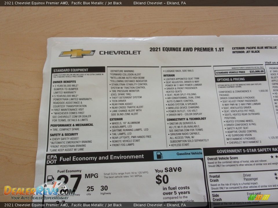 2021 Chevrolet Equinox Premier AWD Pacific Blue Metallic / Jet Black Photo #32