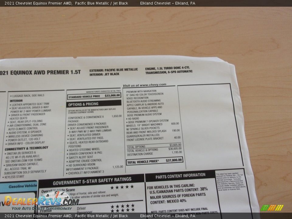 2021 Chevrolet Equinox Premier AWD Pacific Blue Metallic / Jet Black Photo #33