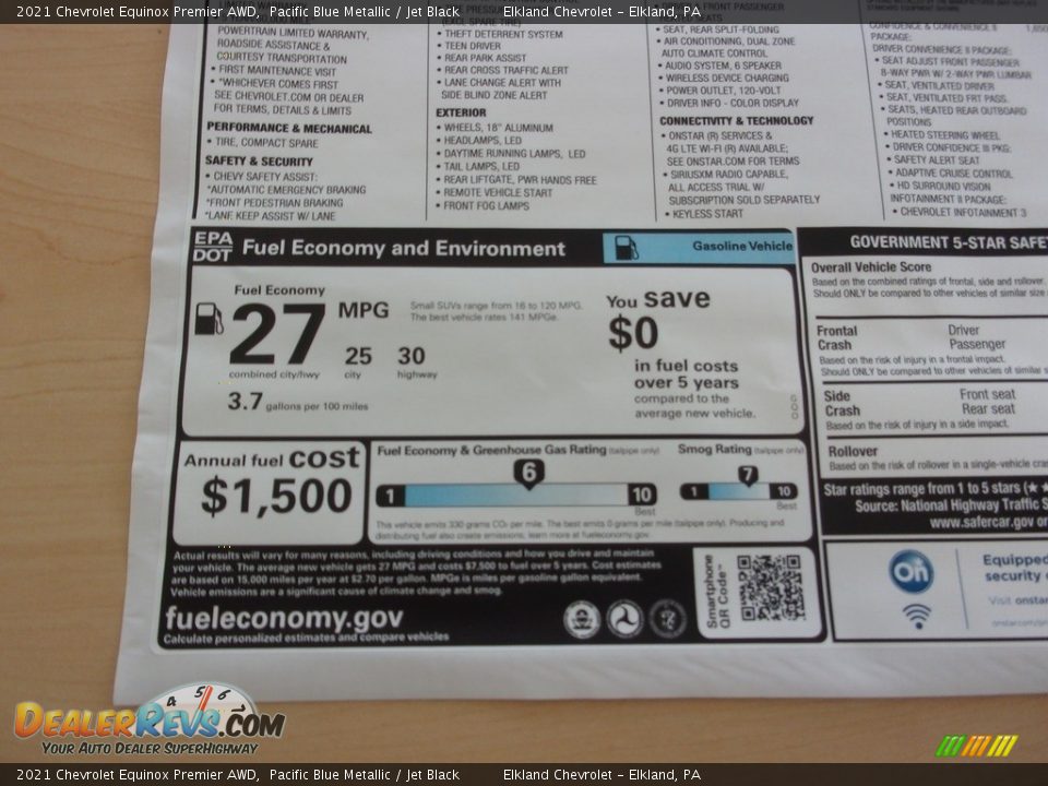 2021 Chevrolet Equinox Premier AWD Pacific Blue Metallic / Jet Black Photo #34