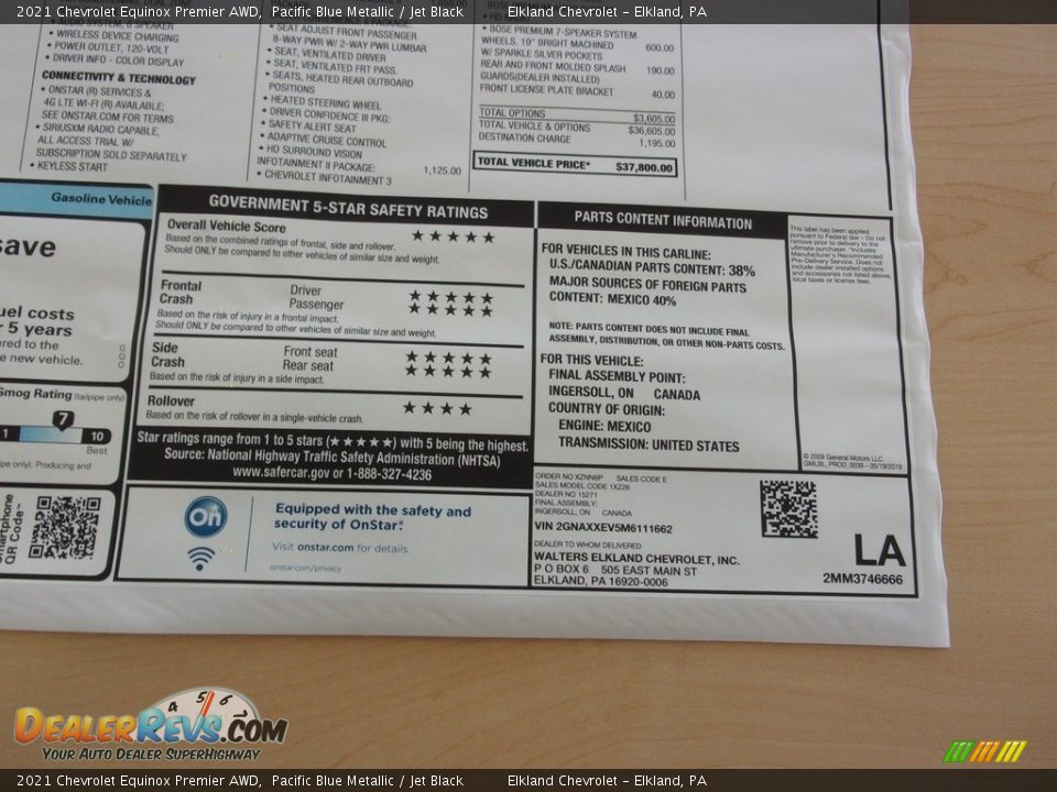 2021 Chevrolet Equinox Premier AWD Pacific Blue Metallic / Jet Black Photo #35