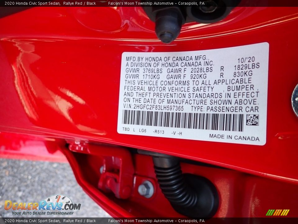2020 Honda Civic Sport Sedan Rallye Red / Black Photo #12