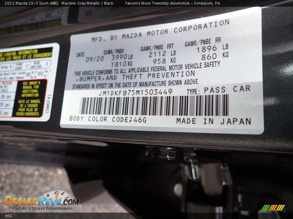 Mazda Color Code 46G Machine Gray Metallic