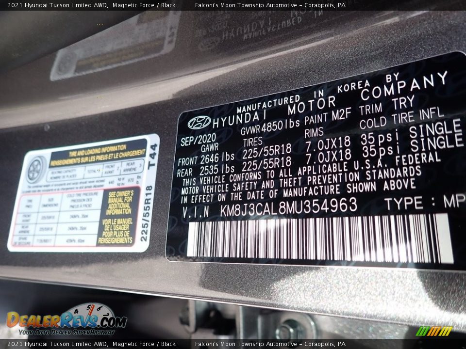 2021 Hyundai Tucson Limited AWD Magnetic Force / Black Photo #12