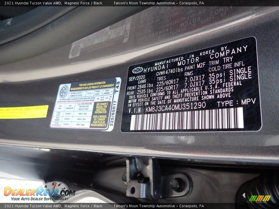 2021 Hyundai Tucson Value AWD Magnetic Force / Black Photo #12