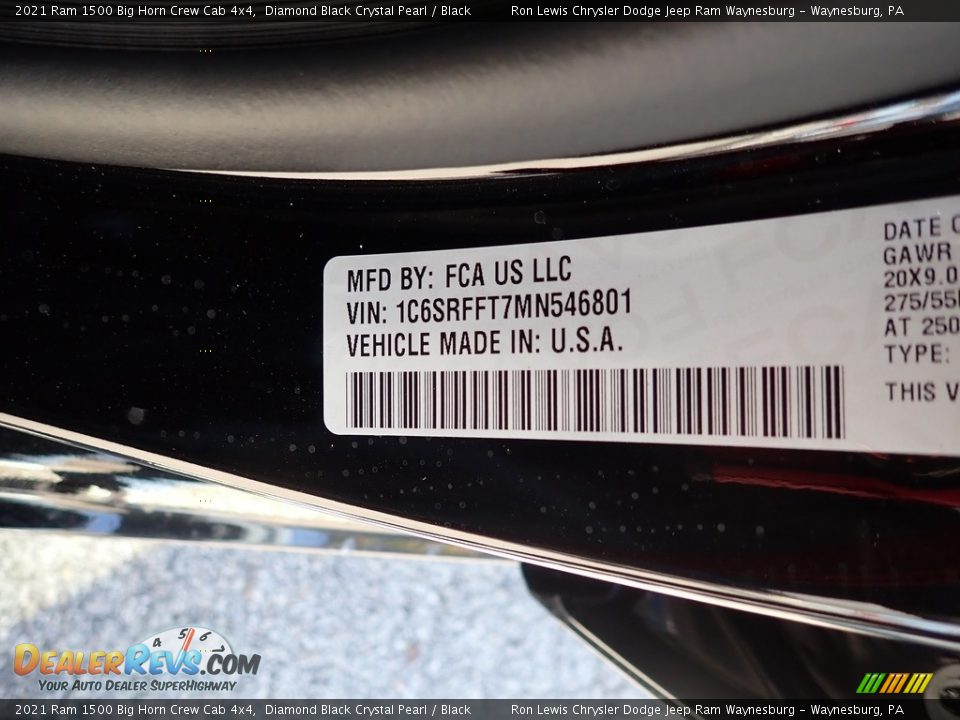 2021 Ram 1500 Big Horn Crew Cab 4x4 Diamond Black Crystal Pearl / Black Photo #16