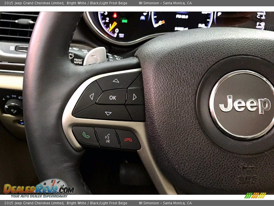 2015 Jeep Grand Cherokee Limited Bright White / Black/Light Frost Beige Photo #21