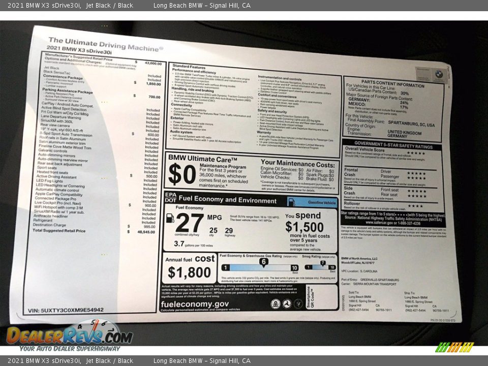 2021 BMW X3 sDrive30i Jet Black / Black Photo #17