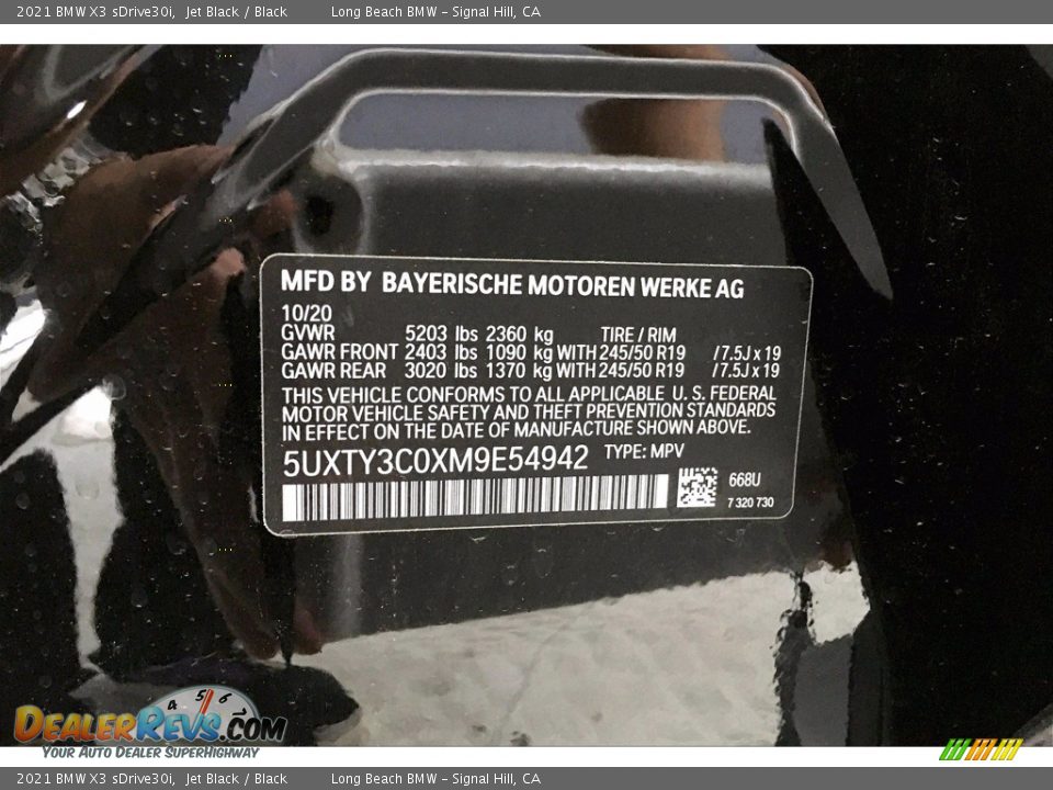 2021 BMW X3 sDrive30i Jet Black / Black Photo #18