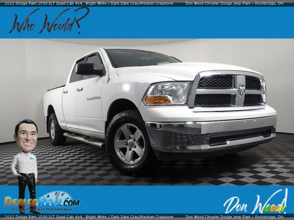 2012 Dodge Ram 1500 SLT Quad Cab 4x4 Bright White / Dark Slate Gray/Medium Graystone Photo #1