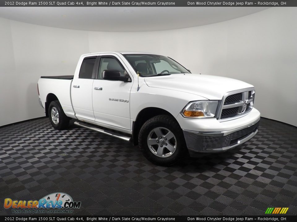 2012 Dodge Ram 1500 SLT Quad Cab 4x4 Bright White / Dark Slate Gray/Medium Graystone Photo #2