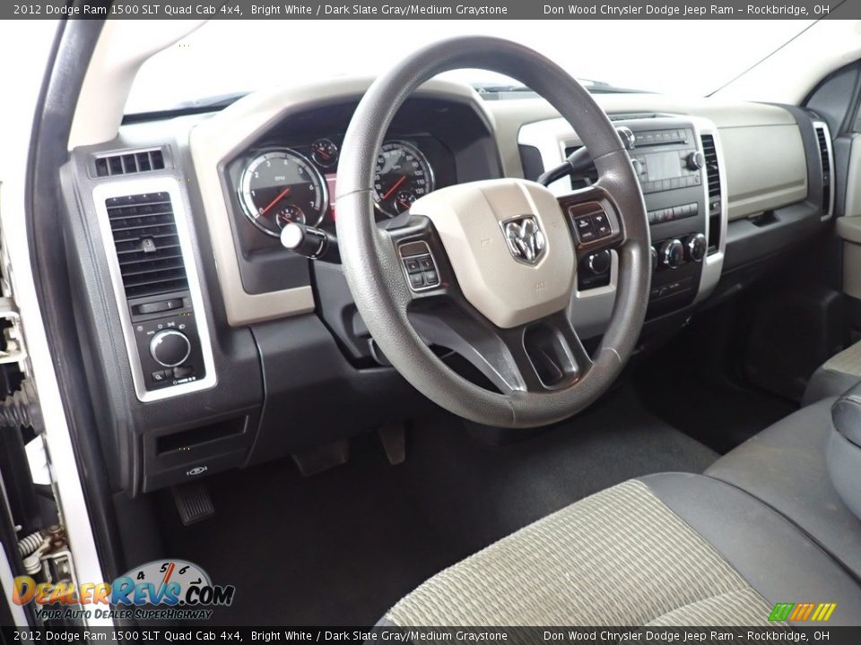 2012 Dodge Ram 1500 SLT Quad Cab 4x4 Bright White / Dark Slate Gray/Medium Graystone Photo #24