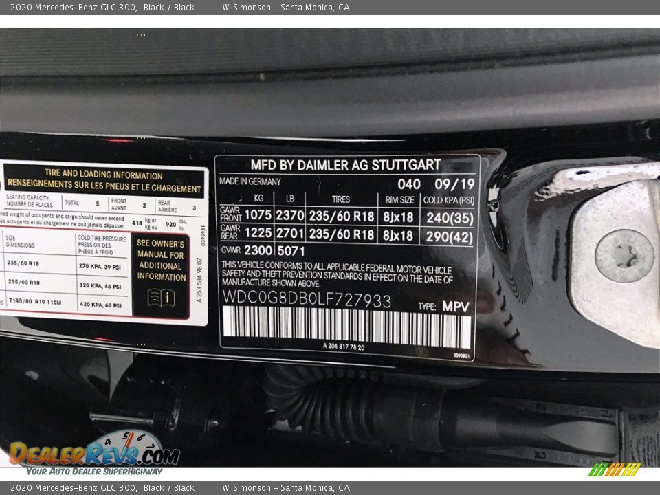 2020 Mercedes-Benz GLC 300 Black / Black Photo #33