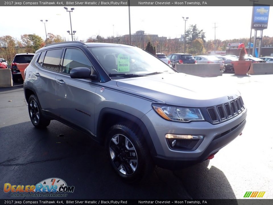 2017 Jeep Compass Trailhawk 4x4 Billet Silver Metallic / Black/Ruby Red Photo #11