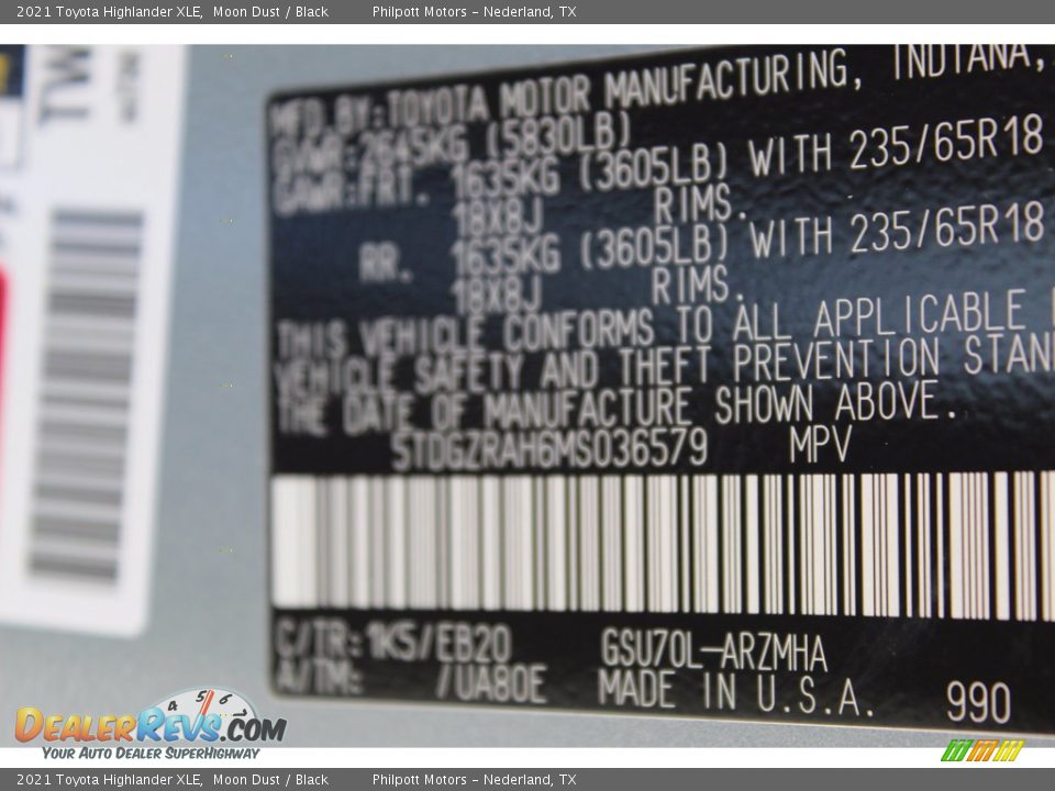 2021 Toyota Highlander XLE Moon Dust / Black Photo #25