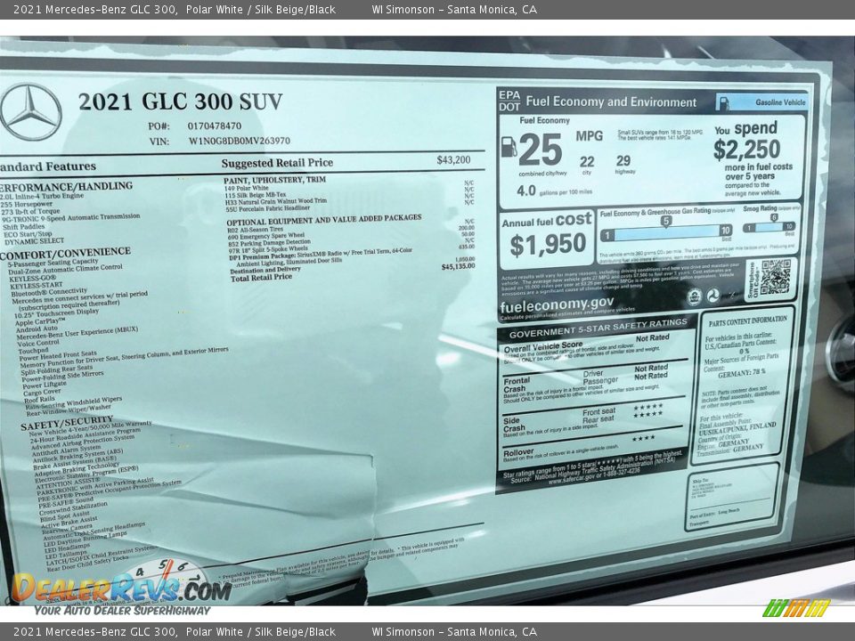 2021 Mercedes-Benz GLC 300 Polar White / Silk Beige/Black Photo #10