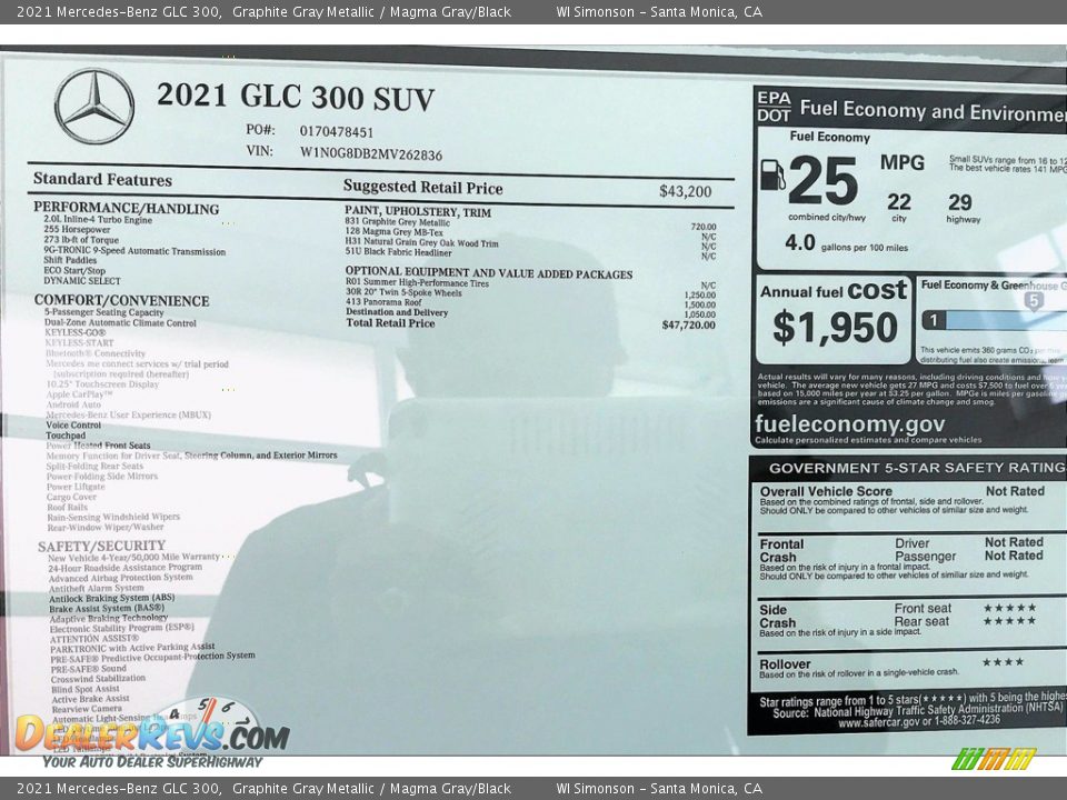 2021 Mercedes-Benz GLC 300 Window Sticker Photo #10