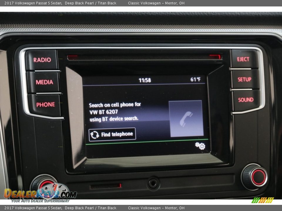 2017 Volkswagen Passat S Sedan Deep Black Pearl / Titan Black Photo #11