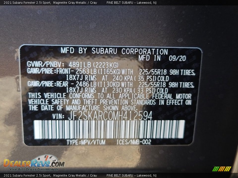 2021 Subaru Forester 2.5i Sport Magnetite Gray Metallic / Gray Photo #15