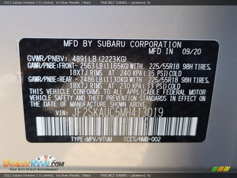 2021 Subaru Forester 2.5i Limited Ice Silver Metallic / Black Photo #15