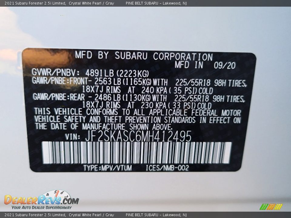 2021 Subaru Forester 2.5i Limited Crystal White Pearl / Gray Photo #15