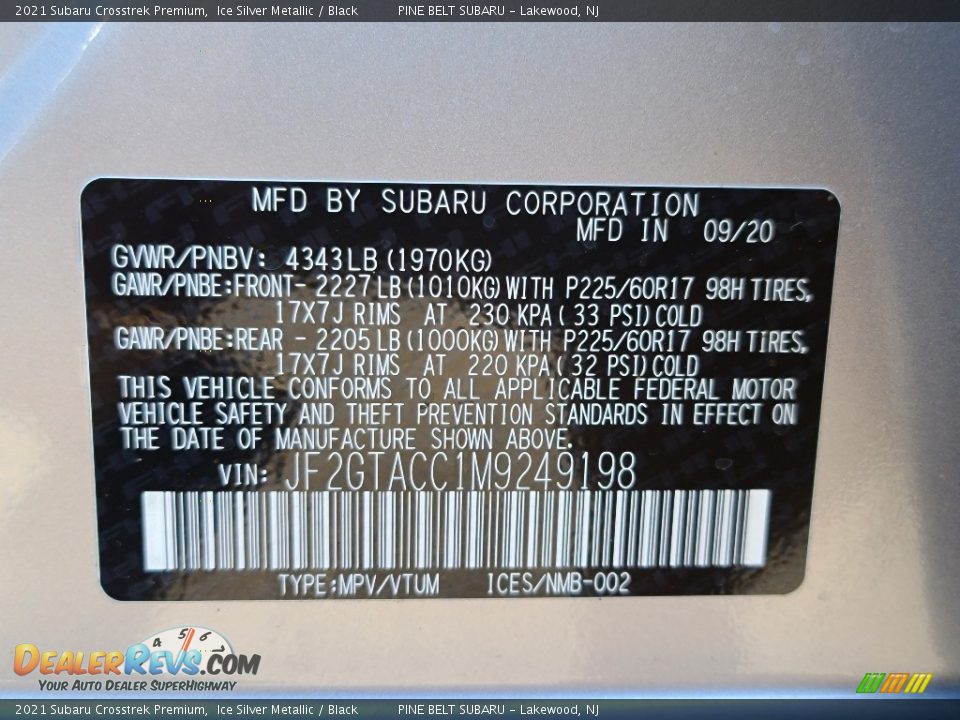 2021 Subaru Crosstrek Premium Ice Silver Metallic / Black Photo #15