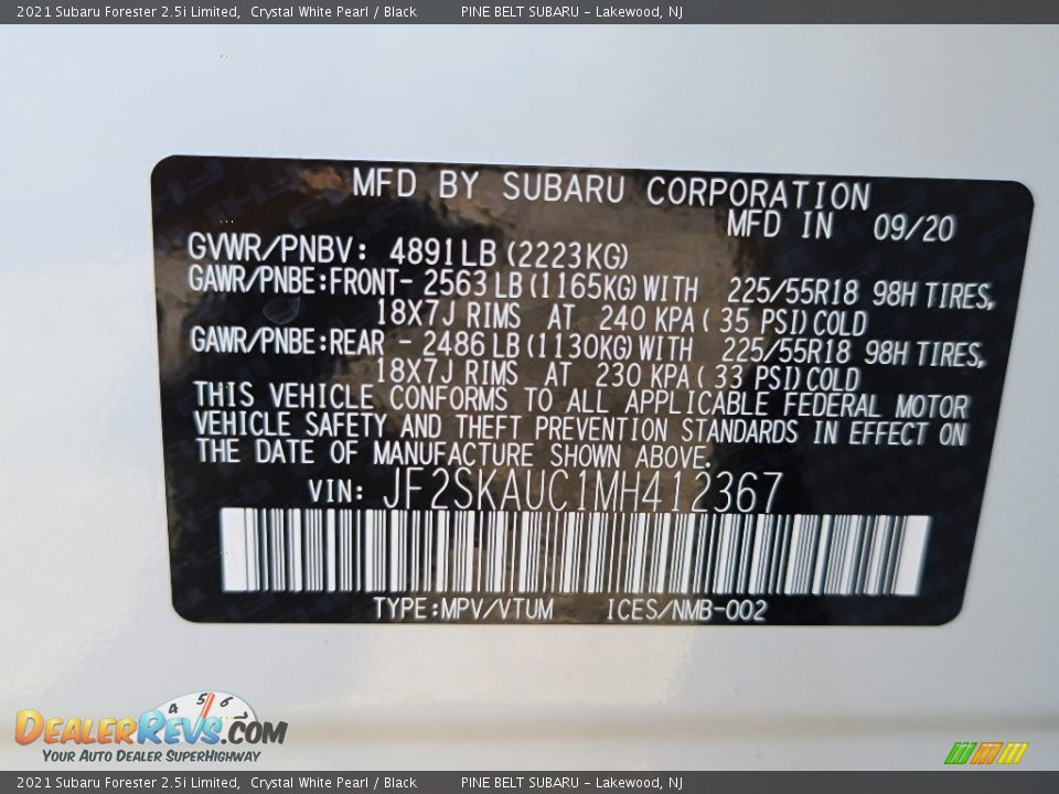 2021 Subaru Forester 2.5i Limited Crystal White Pearl / Black Photo #15
