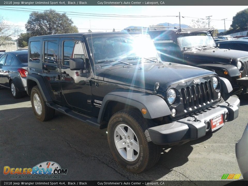 2018 Jeep Wrangler Unlimited Sport 4x4 Black / Black Photo #2