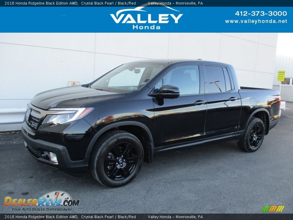 2018 Honda Ridgeline Black Edition AWD Crystal Black Pearl / Black/Red Photo #1