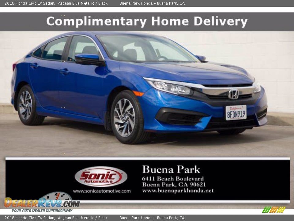 2018 Honda Civic EX Sedan Aegean Blue Metallic / Black Photo #1