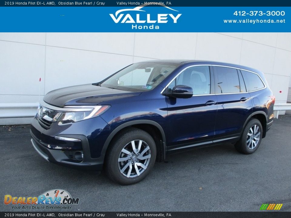 2019 Honda Pilot EX-L AWD Obsidian Blue Pearl / Gray Photo #1