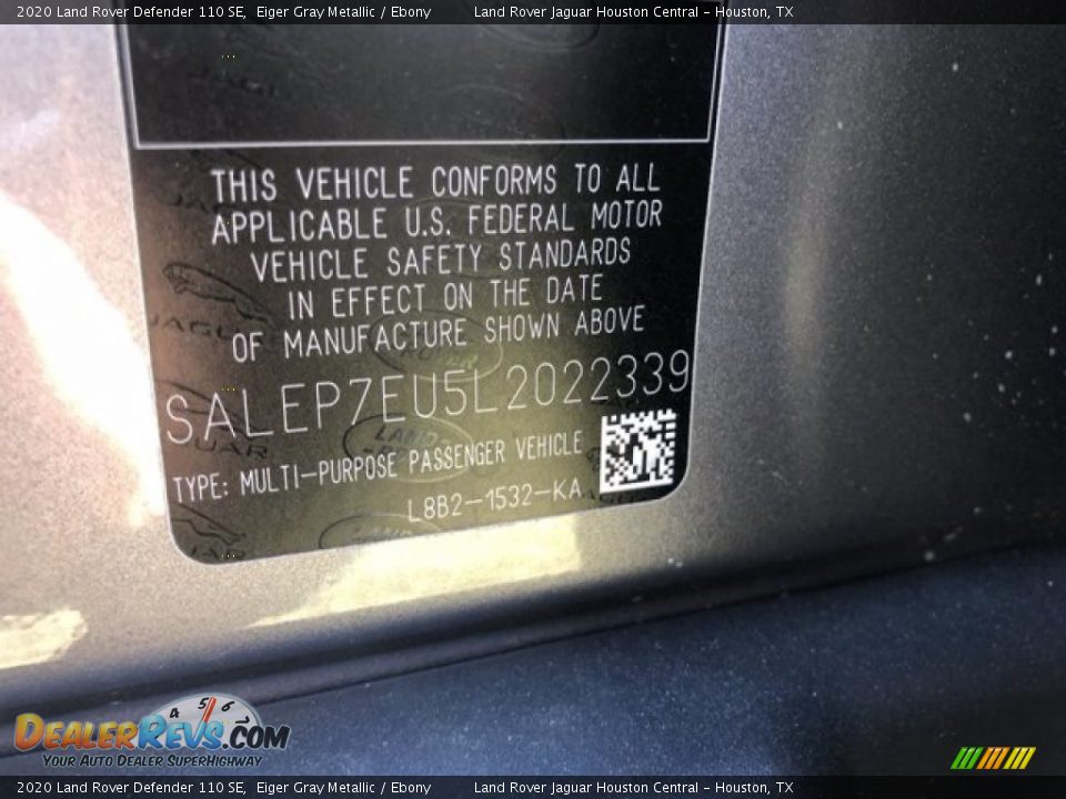 2020 Land Rover Defender 110 SE Eiger Gray Metallic / Ebony Photo #34
