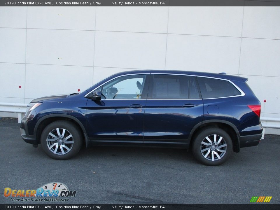 2019 Honda Pilot EX-L AWD Obsidian Blue Pearl / Gray Photo #2