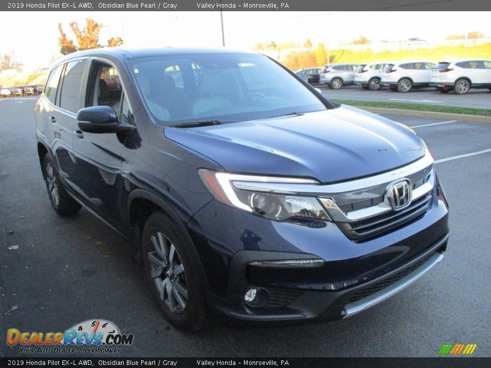 2019 Honda Pilot EX-L AWD Obsidian Blue Pearl / Gray Photo #7