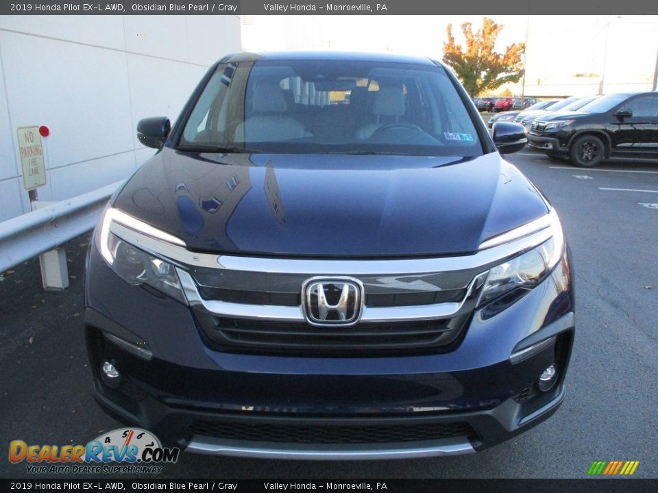 2019 Honda Pilot EX-L AWD Obsidian Blue Pearl / Gray Photo #8