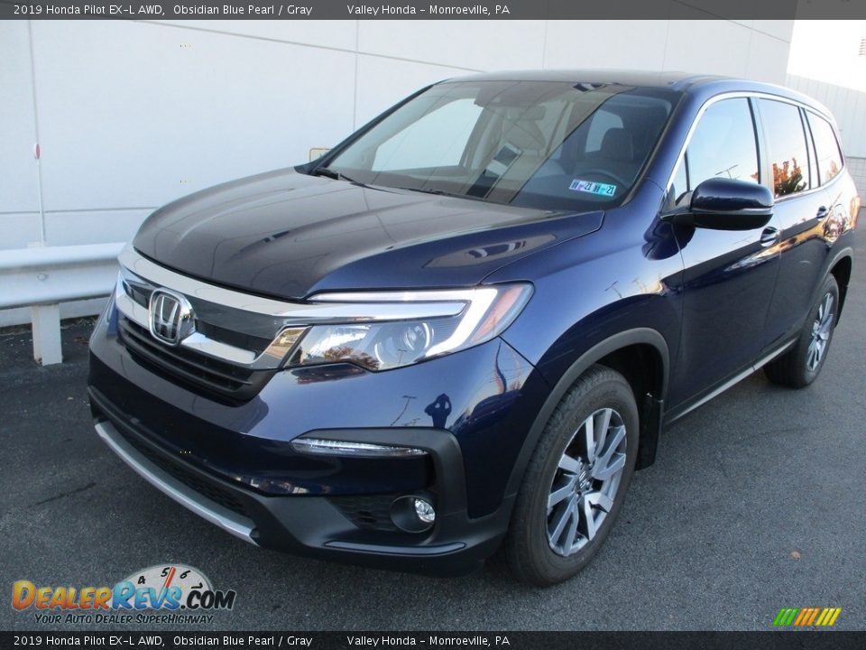 2019 Honda Pilot EX-L AWD Obsidian Blue Pearl / Gray Photo #9