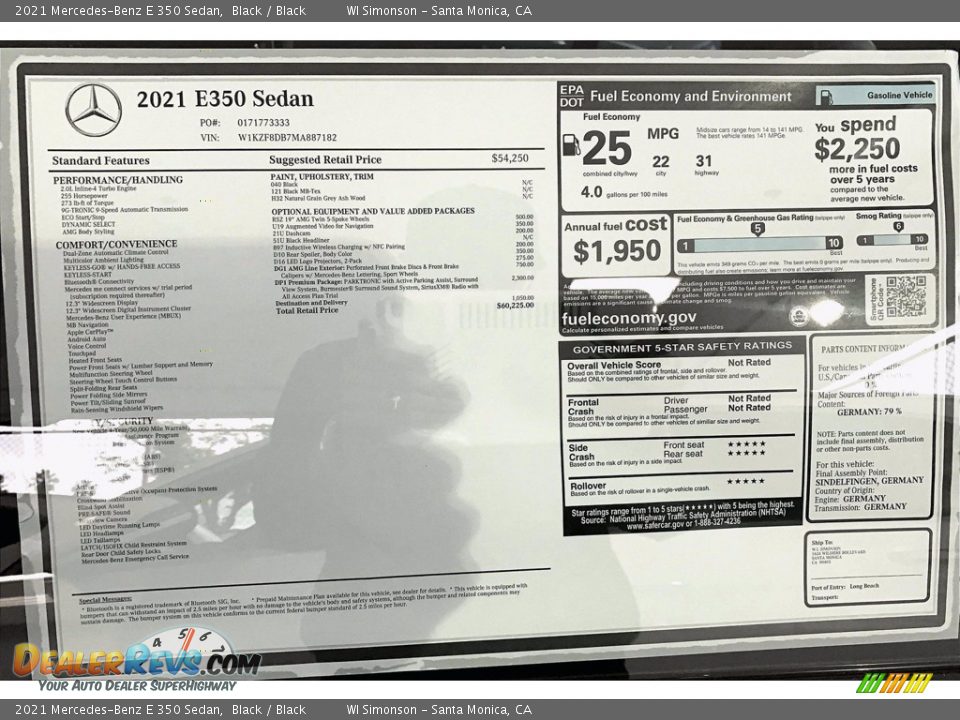 2021 Mercedes-Benz E 350 Sedan Black / Black Photo #10