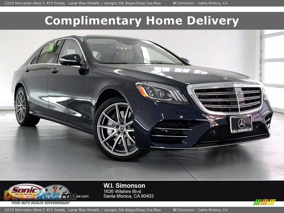 2020 Mercedes-Benz S 450 Sedan Lunar Blue Metallic / designo Silk Beige/Deep Sea Blue Photo #1