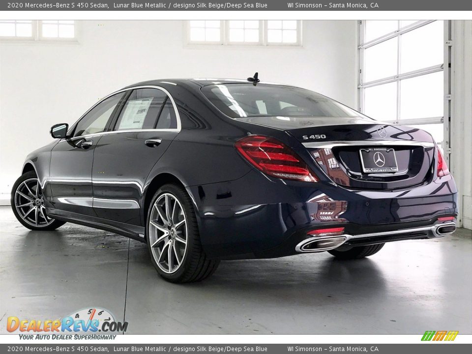 2020 Mercedes-Benz S 450 Sedan Lunar Blue Metallic / designo Silk Beige/Deep Sea Blue Photo #2