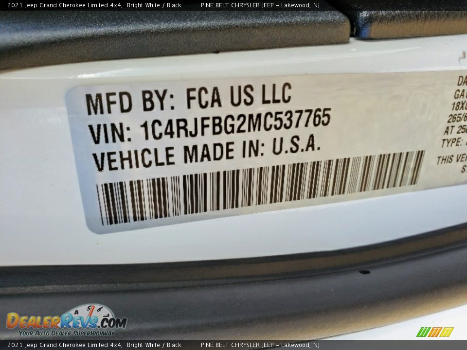 2021 Jeep Grand Cherokee Limited 4x4 Bright White / Black Photo #13