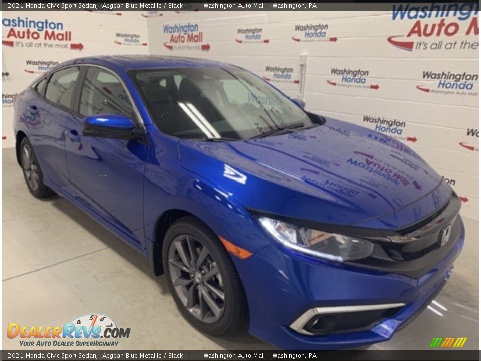 2021 Honda Civic Sport Sedan Aegean Blue Metallic / Black Photo #1