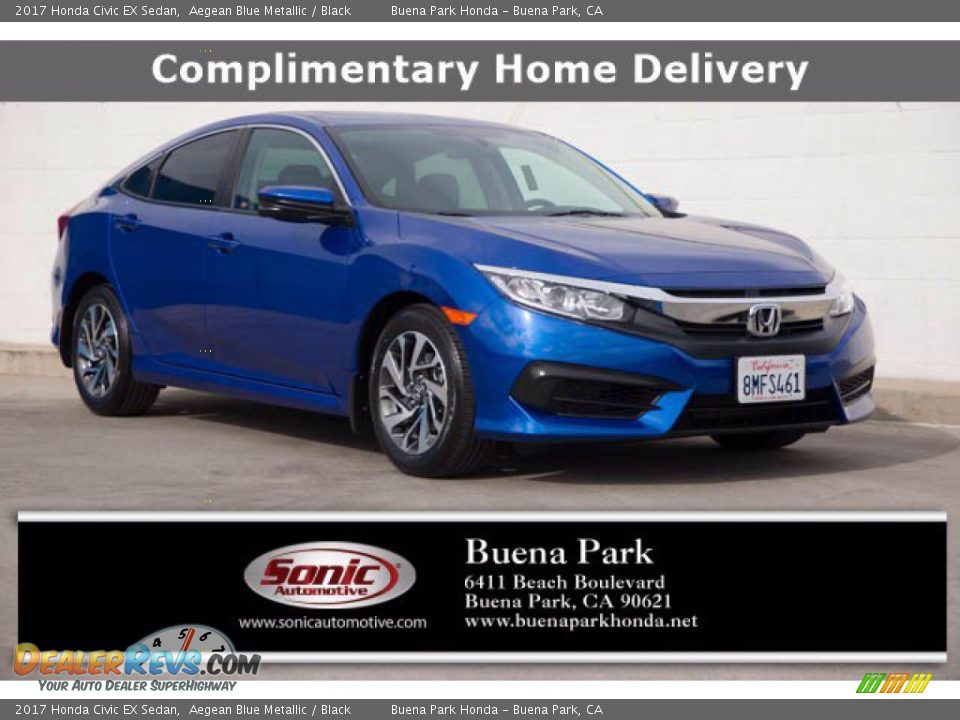 2017 Honda Civic EX Sedan Aegean Blue Metallic / Black Photo #1