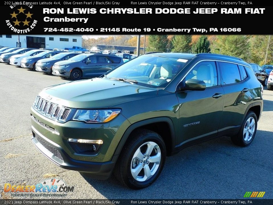 2021 Jeep Compass Latitude 4x4 Olive Green Pearl / Black/Ski Gray Photo #1