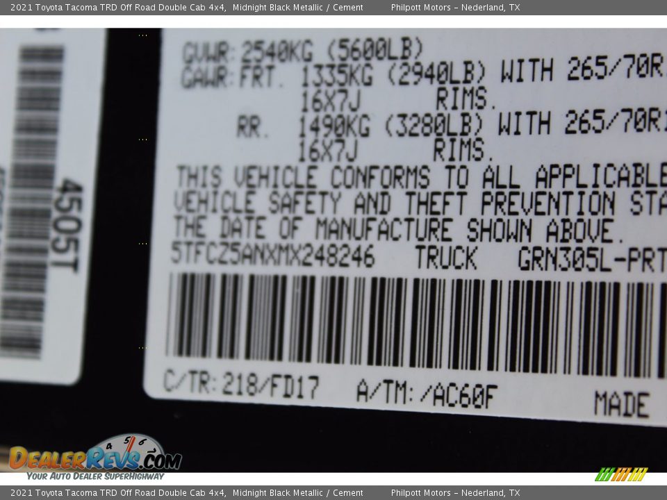 2021 Toyota Tacoma TRD Off Road Double Cab 4x4 Midnight Black Metallic / Cement Photo #22