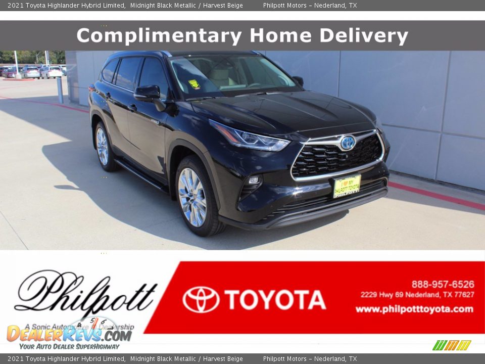 2021 Toyota Highlander Hybrid Limited Midnight Black Metallic / Harvest Beige Photo #1